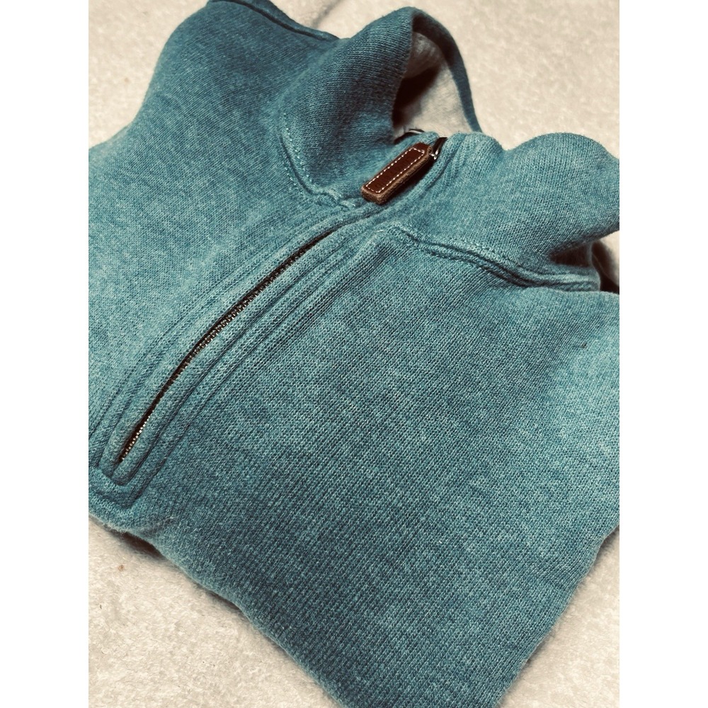 Lands' End Men's Bedford Rib Quarter-Zip Pullover Sweater Blue Teal M/T Tall
